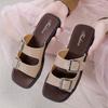 New Slippers Women's Summer Retro Seaside Beach Soft Flat One-word Sandals Outside