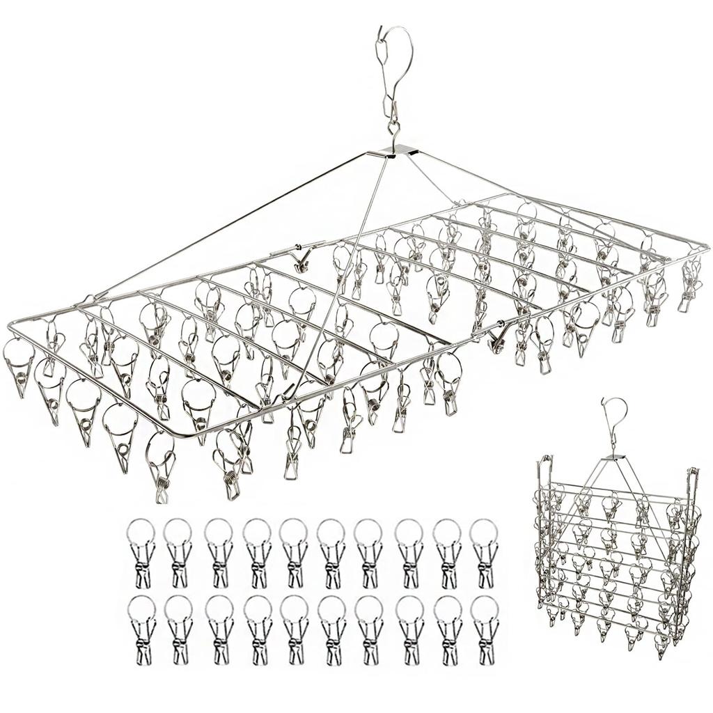 HRURU Clothes Drying Clothes Stainless Steel Clothes Drying Clothes Improved 2025 Model 20 Spare Clothes Drying Clothes 70+20 Hanger, Hanger,