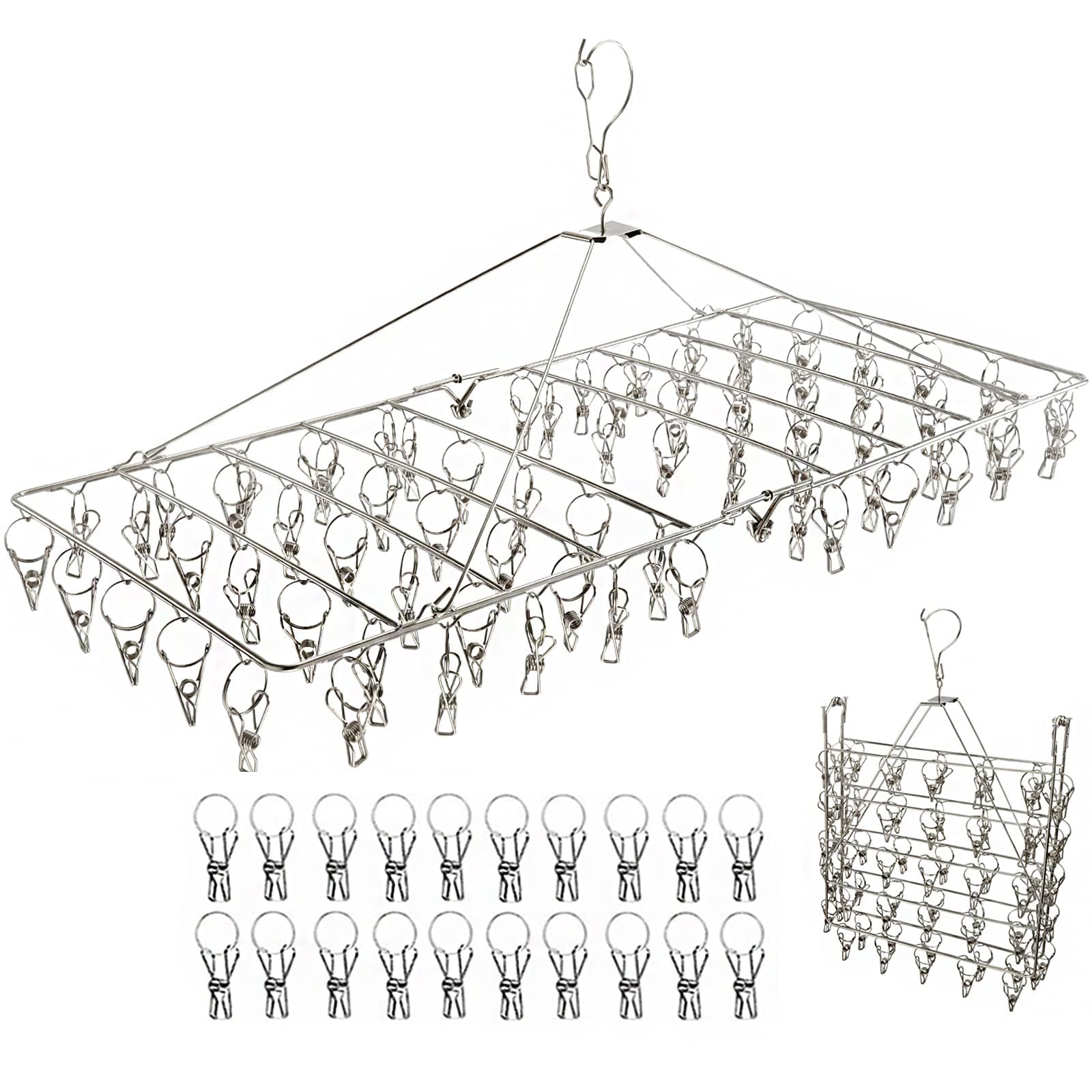 

HRURU Clothes Drying Clothes Stainless Steel Clothes Drying Clothes Improved 2025 Model 20 Spare Clothes Drying Clothes 70+20 Hanger, Hanger,