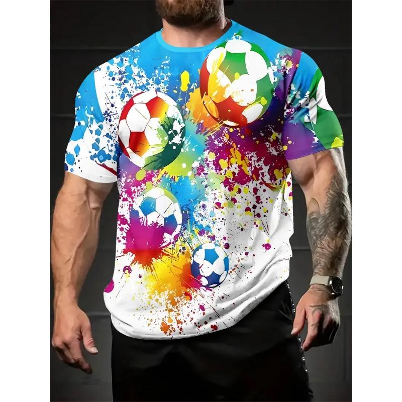 

Мужская футболка с футбольным принтом, спортивная футболка с коротким рукавом и круглым вырезом для лета, для фитнеса, тренировок на открытом воздухе, мужская одежда 6XL