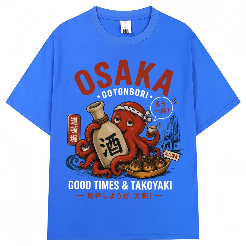 Japanese Style Osaka Dotonbori Graphic T Shirts Unisex Unisex Funny Octopus Vintage Tshirts Oversized Cotton Casual T Shirt Gifts