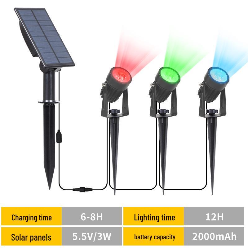 RGB Solar Lawn Spotlights - Outdoor LED Landscape Lights for Courtyard & Trees