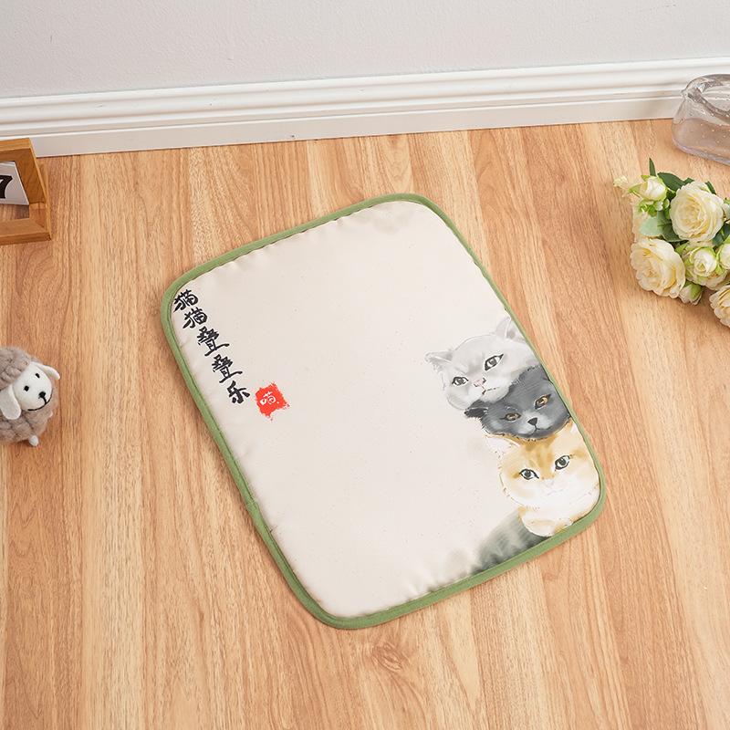 

Летняя охлаждающая подстилка для питомцев, охлаждающая подстилка от теплового удара, с принтом собаки, мультяшная подстилка, кошачье универсальное гнездо, подстилка из ледяного шелка, охлаждающая подстилка для питомцев 40*30