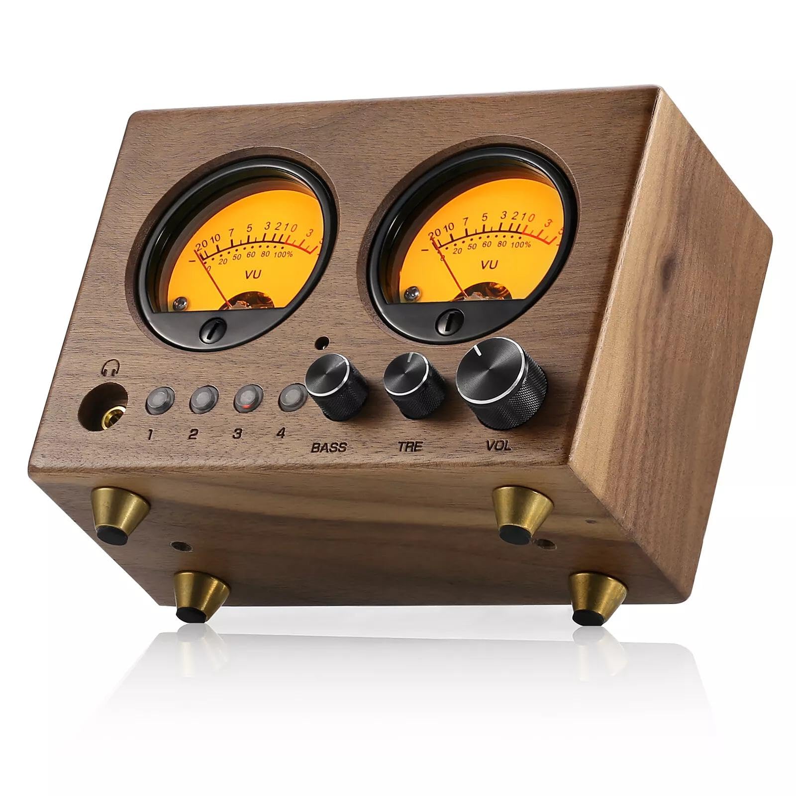 

Nobsound VU1-W Audio Selector: 4-in/1-out Switching, Bass/Treble Adjustment, 45mm VU Meter, 5-Level Dimming, Wood Grain Design for Studio/Home Theater