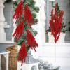 Neuer Weihnachts-Rotbeeren-Zweig Künstliche Stechpalmenbeeren Staubgefäße Blumenkranz für Weihnachtsbaumschmuck Neujahrsparty Heimdekoration