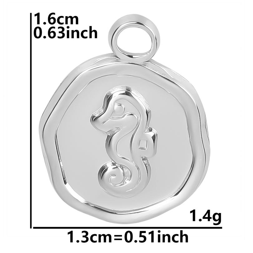 Titanium Steel Charm Silver Color Sea Animal Starfish Tail Sea Wave Shape Stainless Steel Charms For Jewelry Making Bulk Pendant