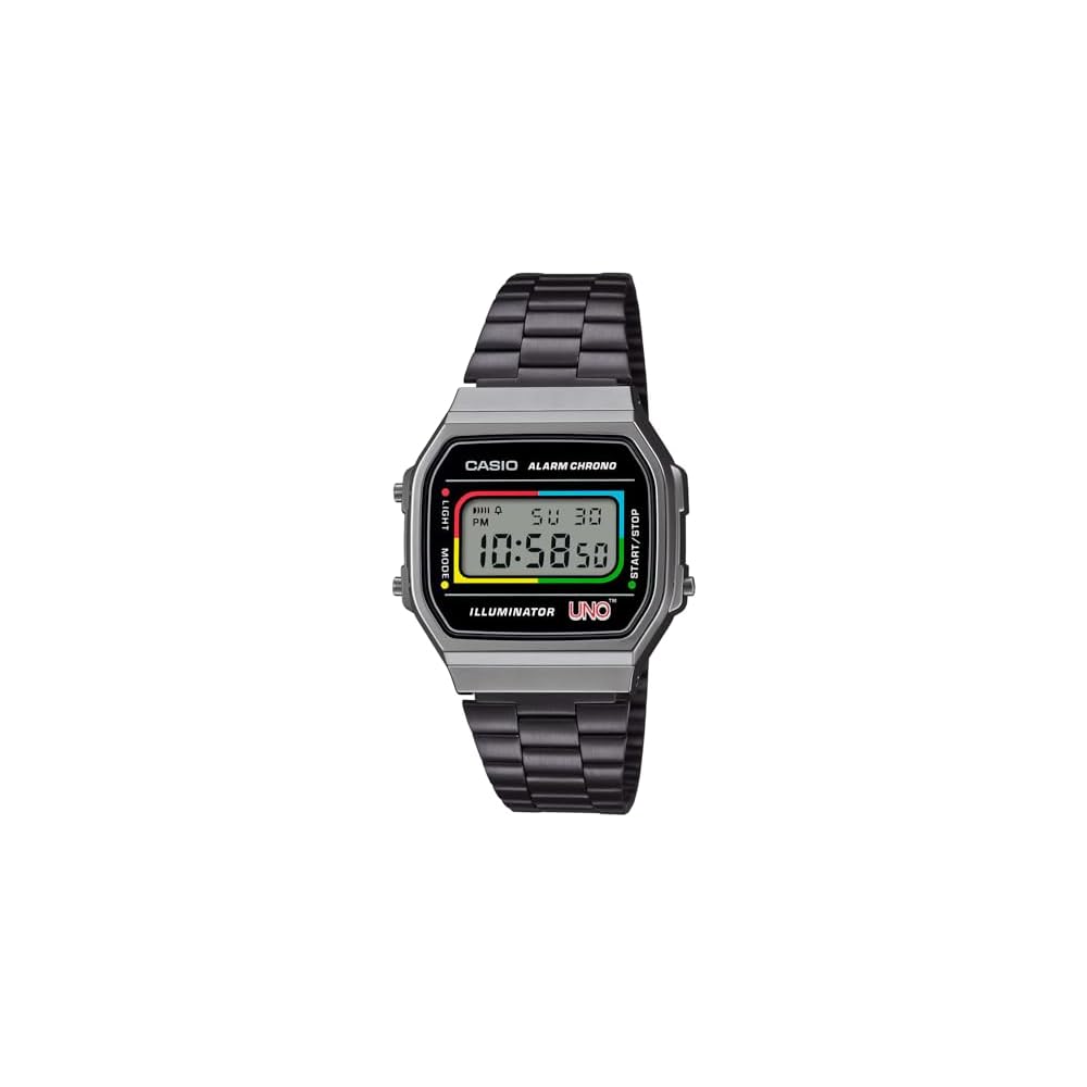 Casio UNO Collaboration Digital Watch A168WEUC-1A Gunmetal Unisex Kids