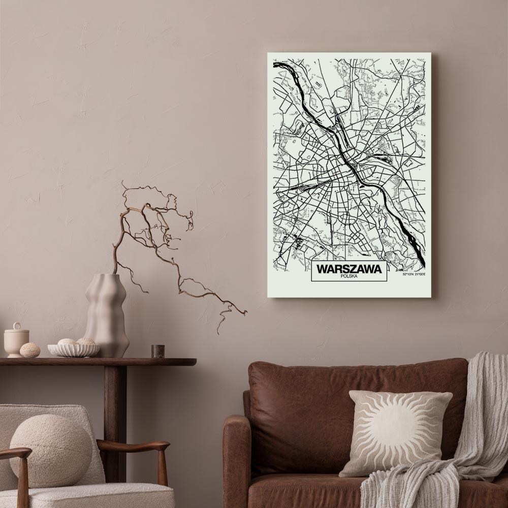 Obraz - Mapa Miasta: Warszawa (1-Częściowy) Pionowy