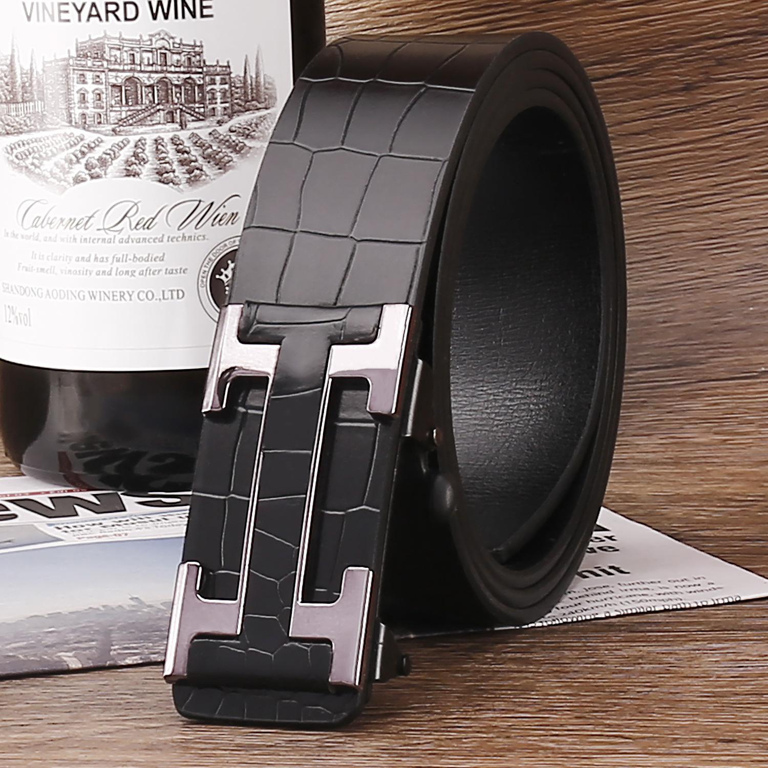 

Оптовые мужские ремни из искусственной кожи - Автоматическая пряжка без отверстий, Универсальный ремешок для брюк и джинсов