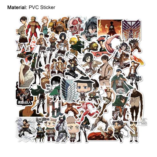 50 sztuk naklejek graffiti anime attack on titanium drukowanie bagażu dekoracja zdejmowane kreskówki wodoodporne naklejki diy na laptopa