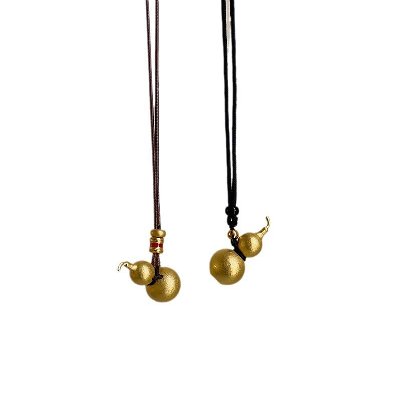 Elegant Women's French-Chinese Gourd Metal Choker Necklace - Luxury Fashion Versatile Sweater Chain