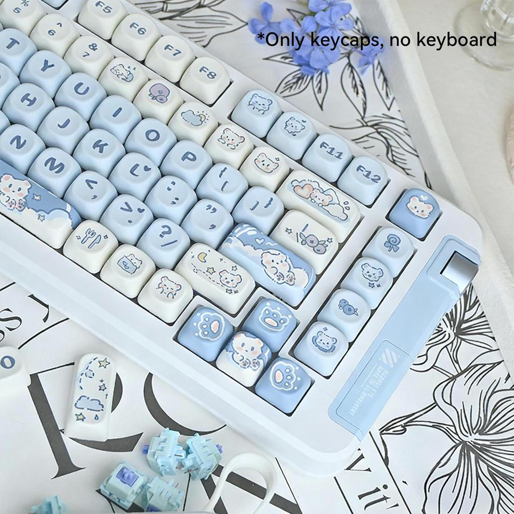 MOA yüksekliği dondurma ayısı tuş başlığı mavi sevimli çizgi film süblimasyon tuş başlığı 75 98 mekanik klavye tuş başlıklarının tam seti