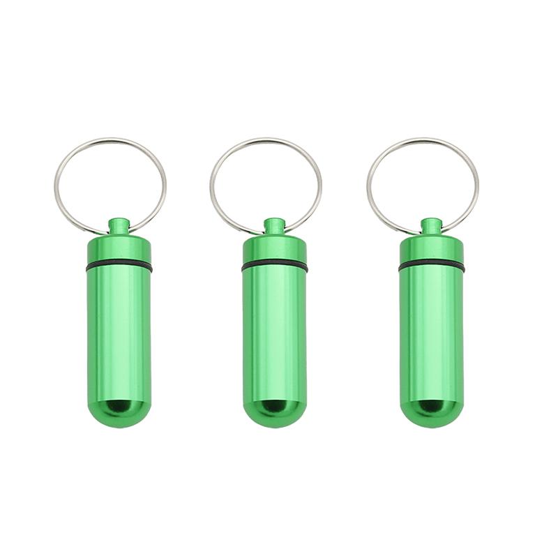 3 Stück Mini-Aufbewahrungsbox Aluminiumlegierung Tragbar Wasserdichte Flaschenhülle Schlüsselanhängerring 6 Farben erhältlich Reiseaufbewahrungswerkzeuge ZYF