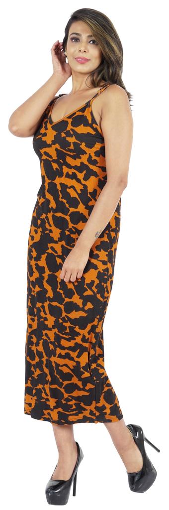 Inkmeso Printed V Neck Maxi Bodycon Dress For Womens Sexy Spaghetti Strap