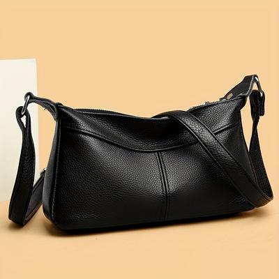 Borsa a tracolla in vera pelle, Borsa a spalla monocolore di lusso, Portafoglio da donna multistrato per tutti i giorni