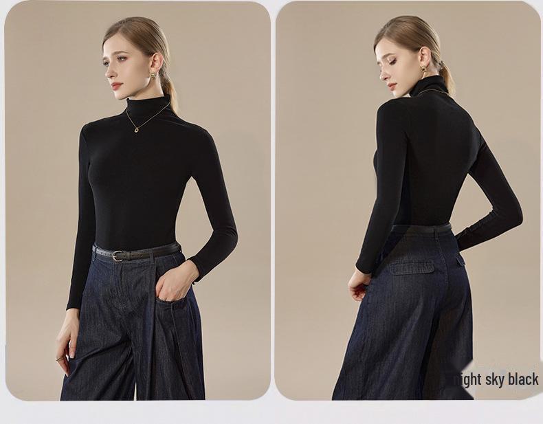 Custom Cashmere Tencel Turtleneck Long-Sleeve Slim Fit Warm Top Sweater