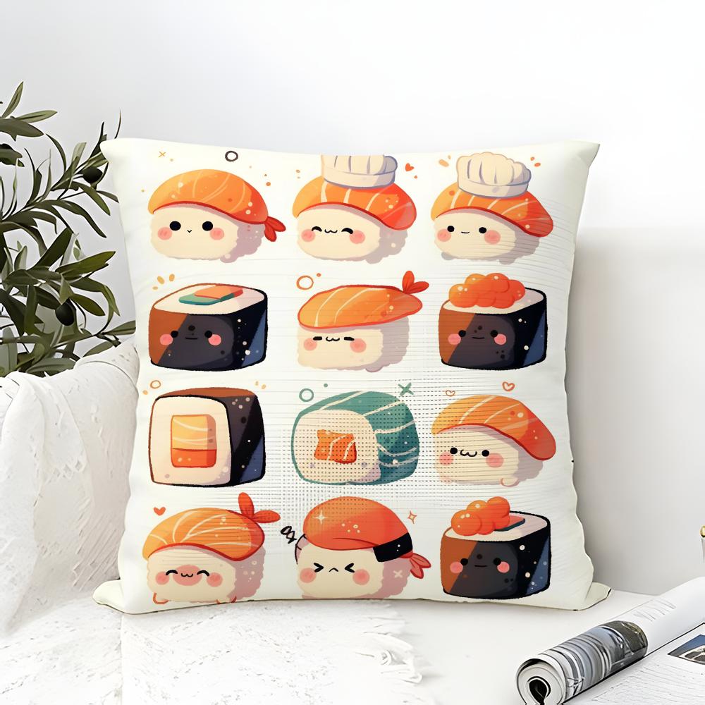Fun Cute Sushi Pattern Pillow Case linen pillow case sofa home decor cushion cover cushion cove