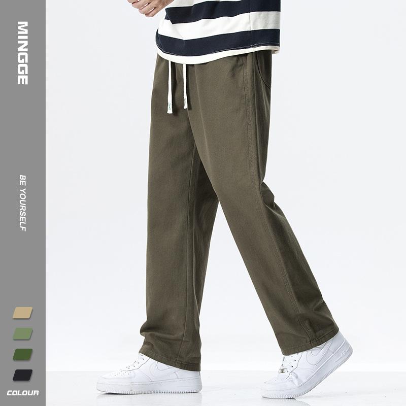 Mingge | Retro trend pure cotton tooling casual pants men's ins trendy brand simple and versatile straight trousers