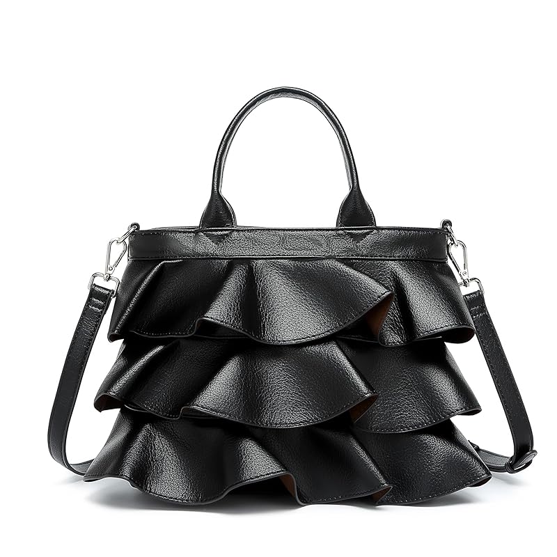 

[Guscio Italy] frills 2WAY tote bag stylish outfit adult cute [Featured in fashion magazine Beautiful Hundred Flowers] lightweight PU leather
