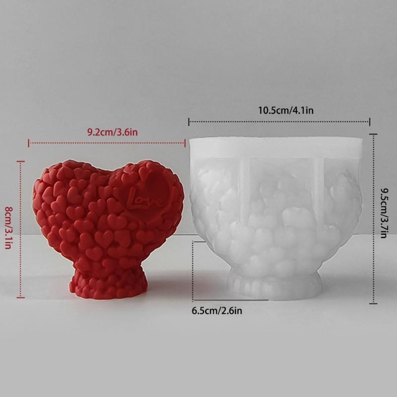 Heart Shape Candle Mold Silicone Mould for Candle Making DIY Fondant Aromatherapy Scented 3D Moulds Valentines Day Gifts