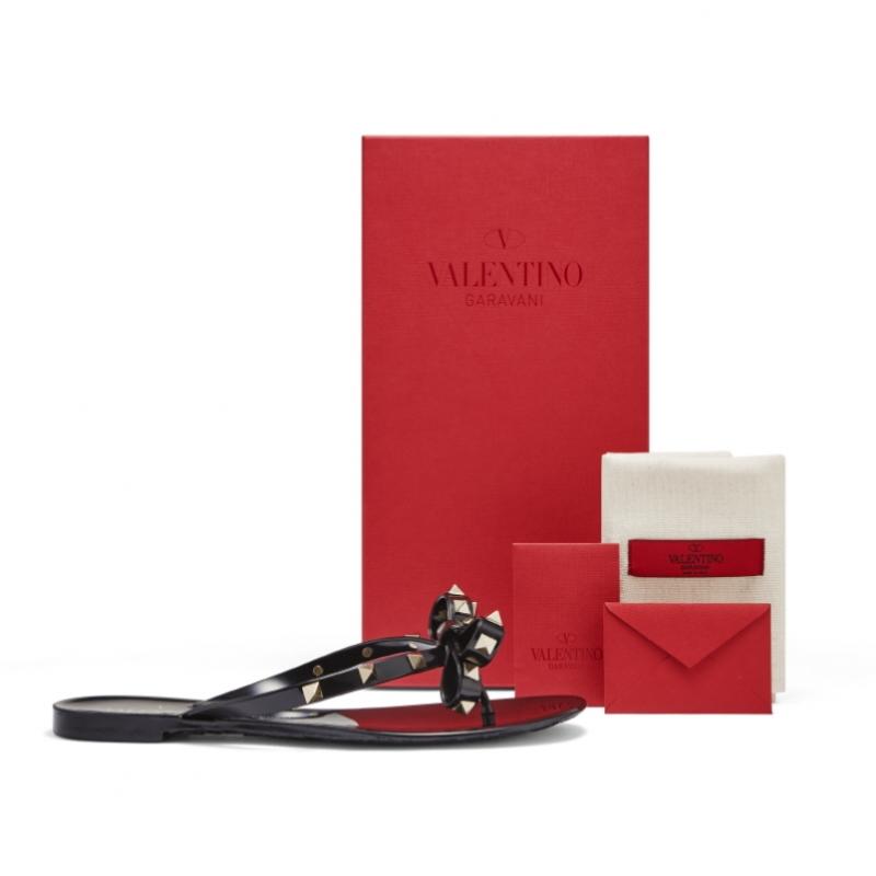 Valentino Rockstud Ribbon Thong Flip Flop Slipper 6w2s0552 Pvs 0no