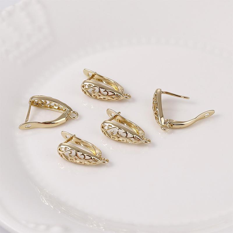 Verkupferte 14 Karat Gold Retro U-förmige Tropfenohrstecker - handgefertigtes DIY-Zubehör