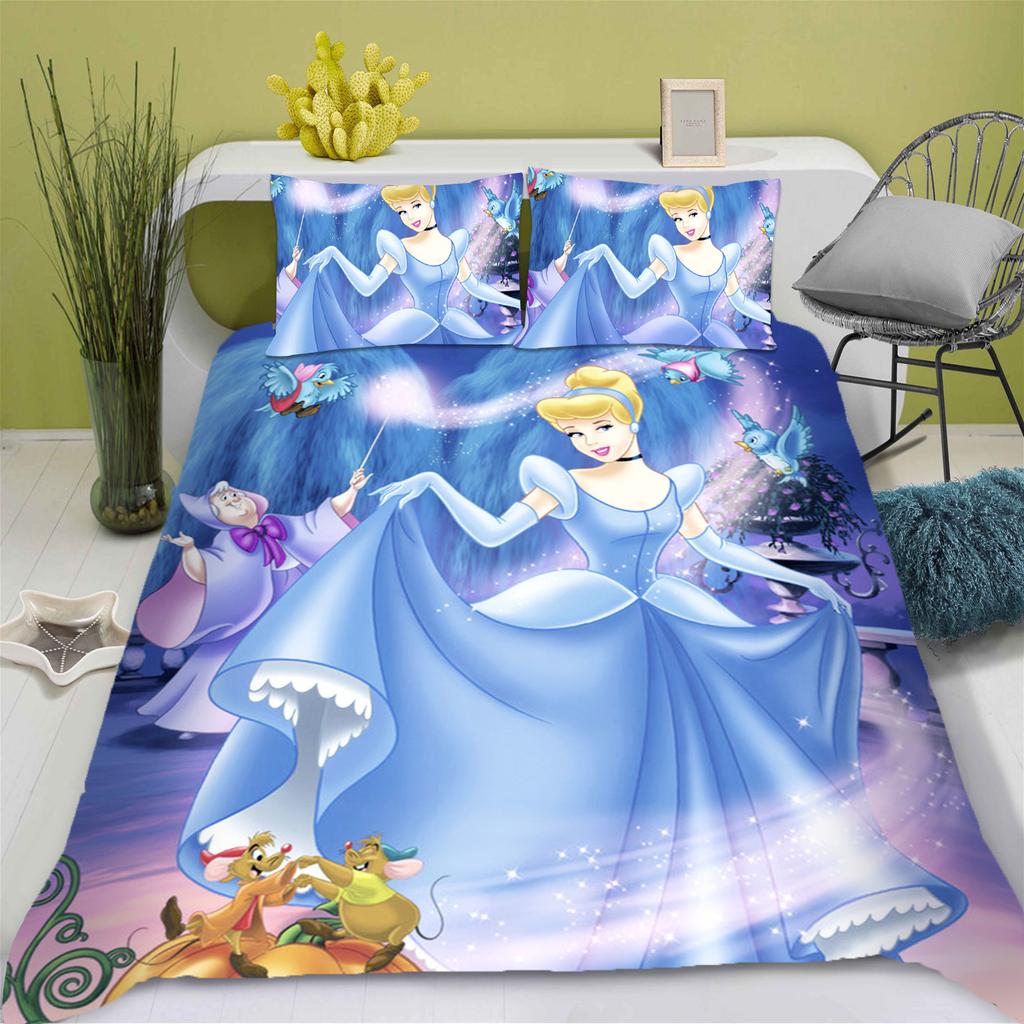 Princess Series Duvet Cover Set Printed Bedding 3d Children'S Bedding Set Cute Printed Cartoon Quilt Cover Anime Home