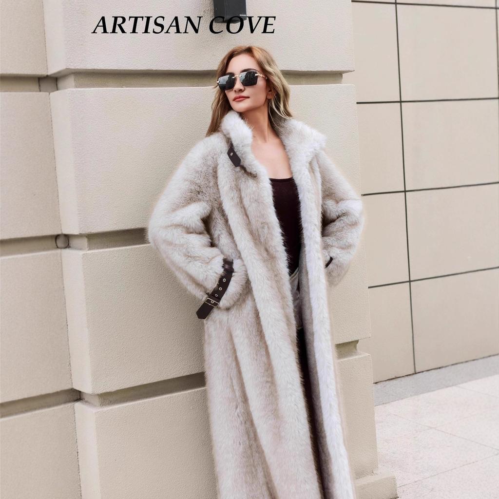 2025 Autumn/Winter New Women's Coat Medium/Long Suit Collar Imitation Fox Fur Grass Coat