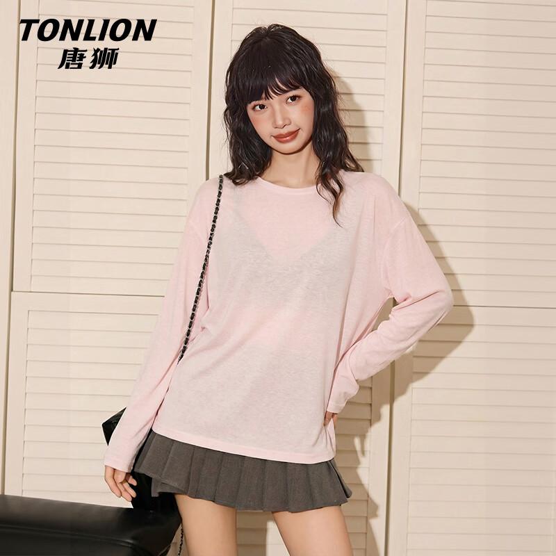 Женская свободная футболка TonLion с круглым вырезом и длинным рукавом M