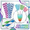 Kraft Paper Straws, Colorful Striped, Perfect For Party Decorations, Desserts, Pastries, Bars, And Drinks. 100 Pieces.