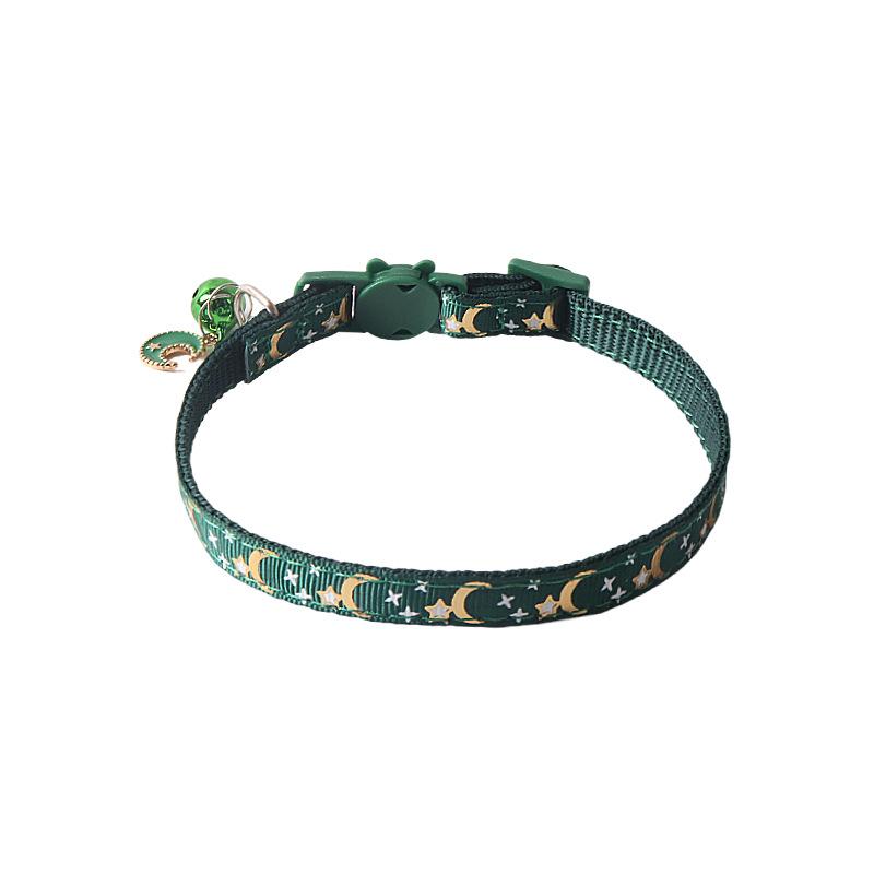 New Pet Dog Collar with Star Moon Pattern Gold Plated Buckle and Bell for Cats Dogs  Dog Harness and Leash Set Dogs Accessoires