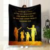 Silhouettes of a Family Pointing Upward with a Biblical Verse Above. for All Seasons Blanket Lunch Break Throw Gift