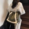 Lazy wind large-capacity bag women's spring and autumn fashion versatile handbag pumping mouth commuter bag shoulder messenger bag