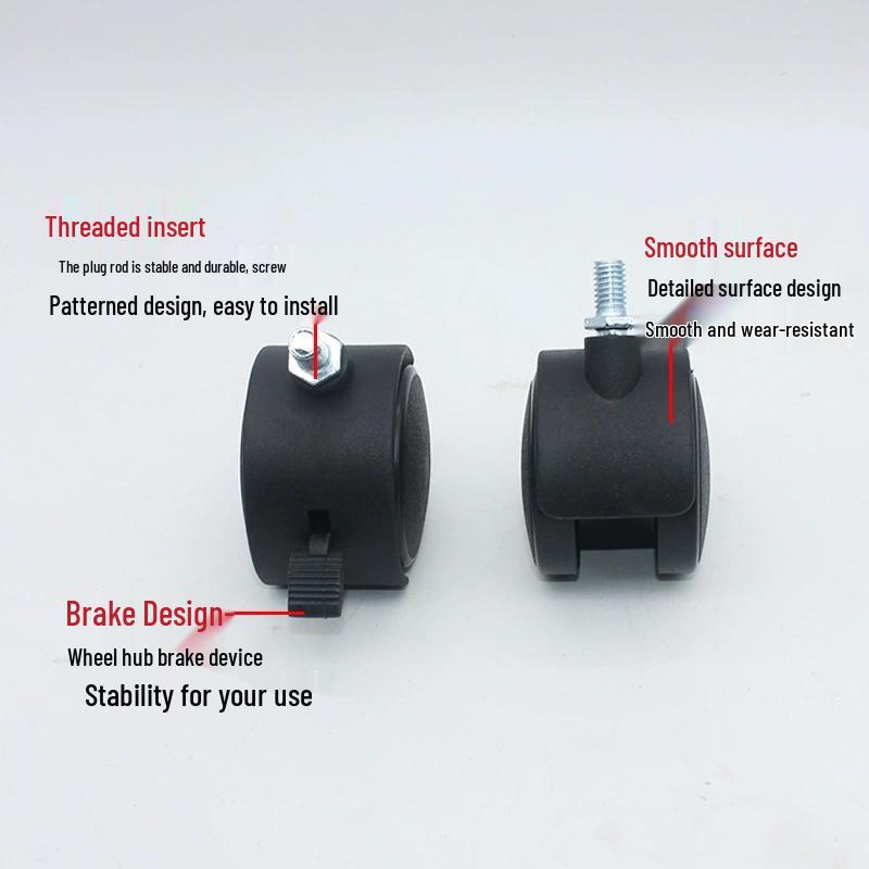 Threaded Stem Furniture Casters with Brake: 1, 1.5, 3 Inch Wheels for Coffee Tables, Sofas, Trolleys, and Bedside Cabinets.