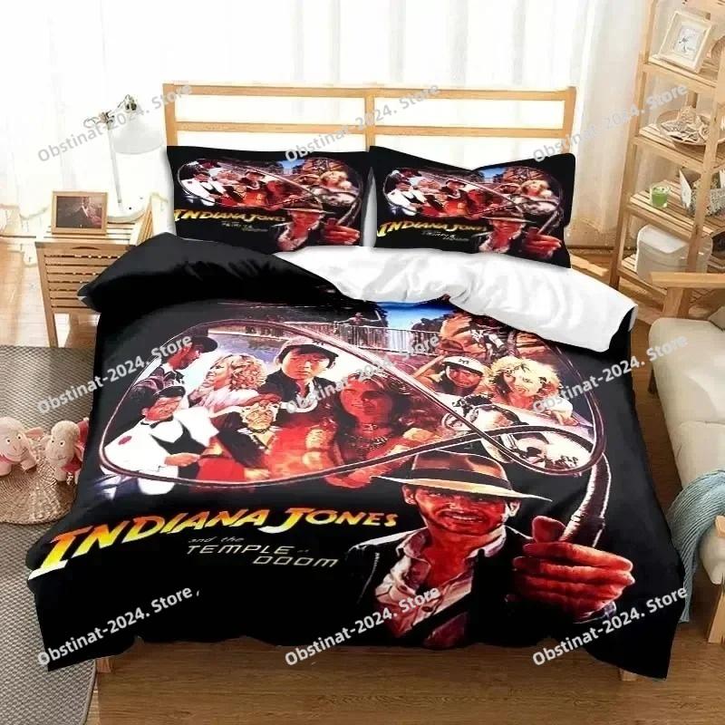 Indiana Jones Das Rad des Schicksals Stilvolles Bettwäsche-Set Bedruckte Bettbezug Laken Kissenbezug Weiche Steppdeckenbezug Voll Queen King Size