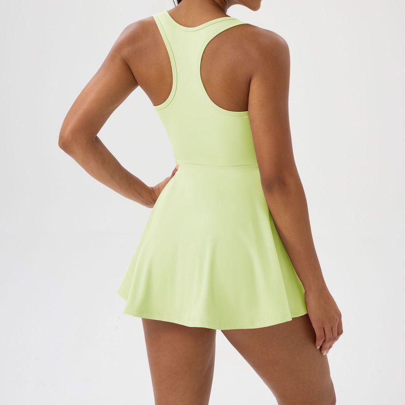 Women's Tennis Dress U-Neck Sleeveless Knee Length Dress