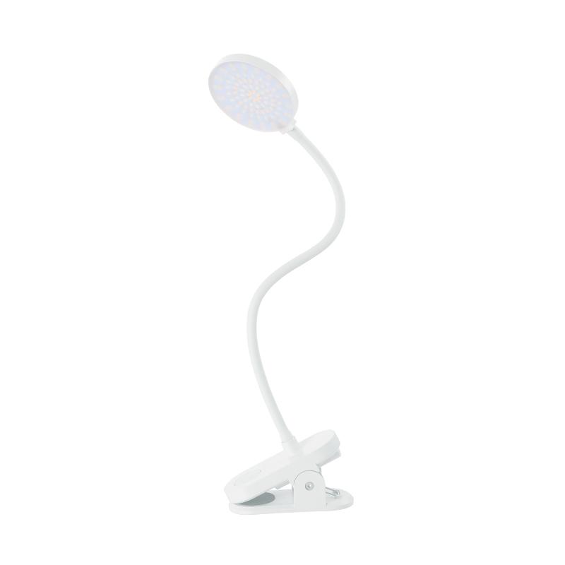 USB charging clip desk lamp bedside reading lamp with 3 color modes and adjustable brightness - White