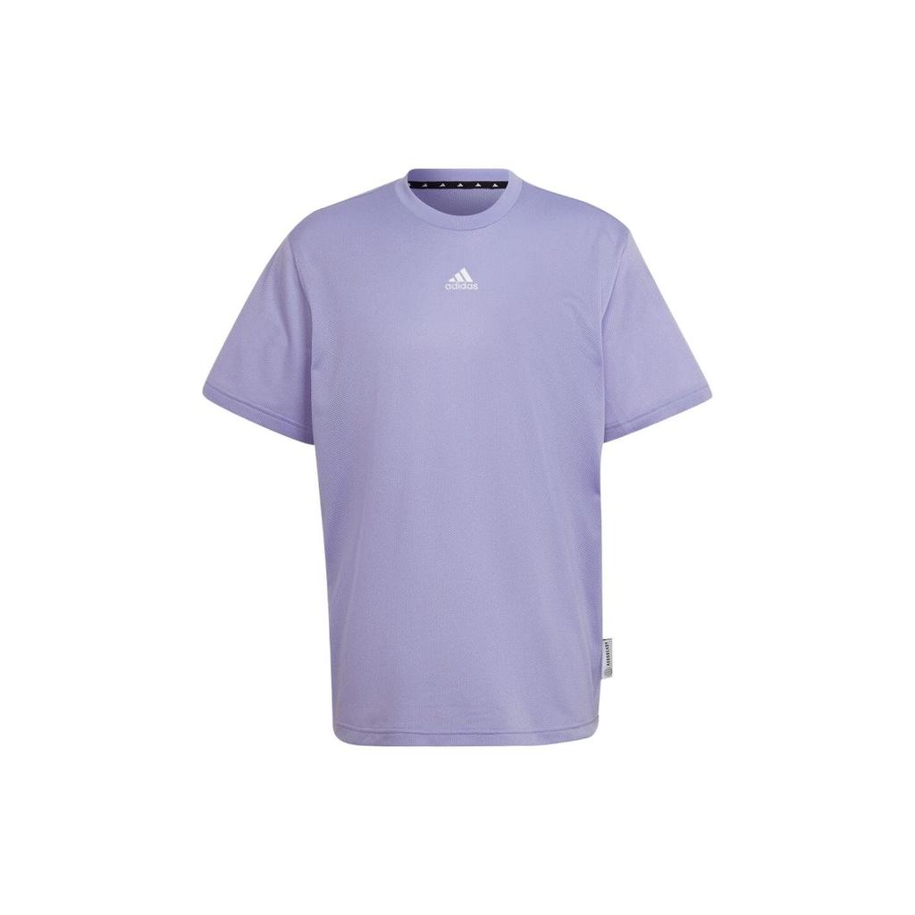 adidas T Shirts Men's Purple Crew Neck Moderate Straight Fit HB6555