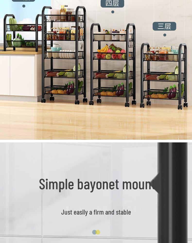 Multi-Layer Mobile Storage Rack for Kitchen, Bedroom, and Bathroom