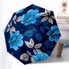 1pc Blue Floral Pattern Umbrella with Plastic Handle,Compact & Stylish,Suitable for All Seasons Ptys26053