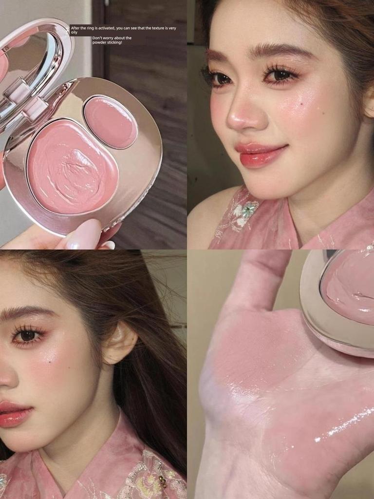 Two Lives of Lightness! the Tenderness That Spills Off the Screen! Two-Tone Water-Gloss Blush Cream with Low Saturation Gray-Pink Highlighter
