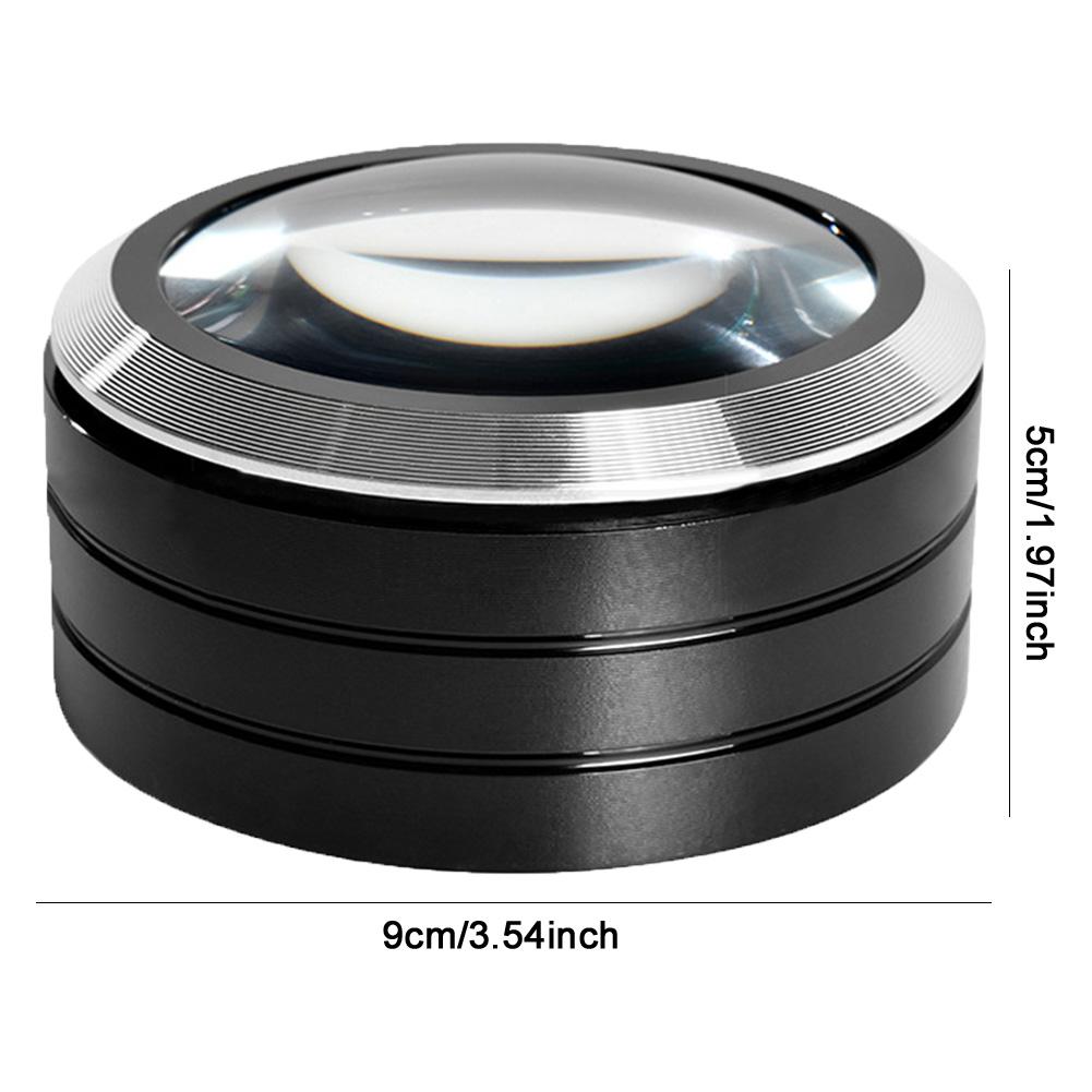 5X Dome Desktop Magnifying Glass 70mm Optical Glass 6 LED Cylinder Magnifier Map Jewelry Reading Magnifier for Seniors Reading