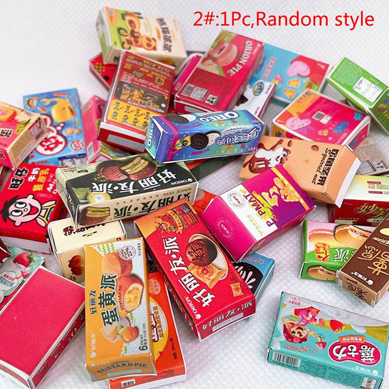 Random Mini Snack 1:12 Dollhouse Miniature Snack Supermarket Food Bagged Crisps Boxed Bread Drink Model Kitchen Decor Toy