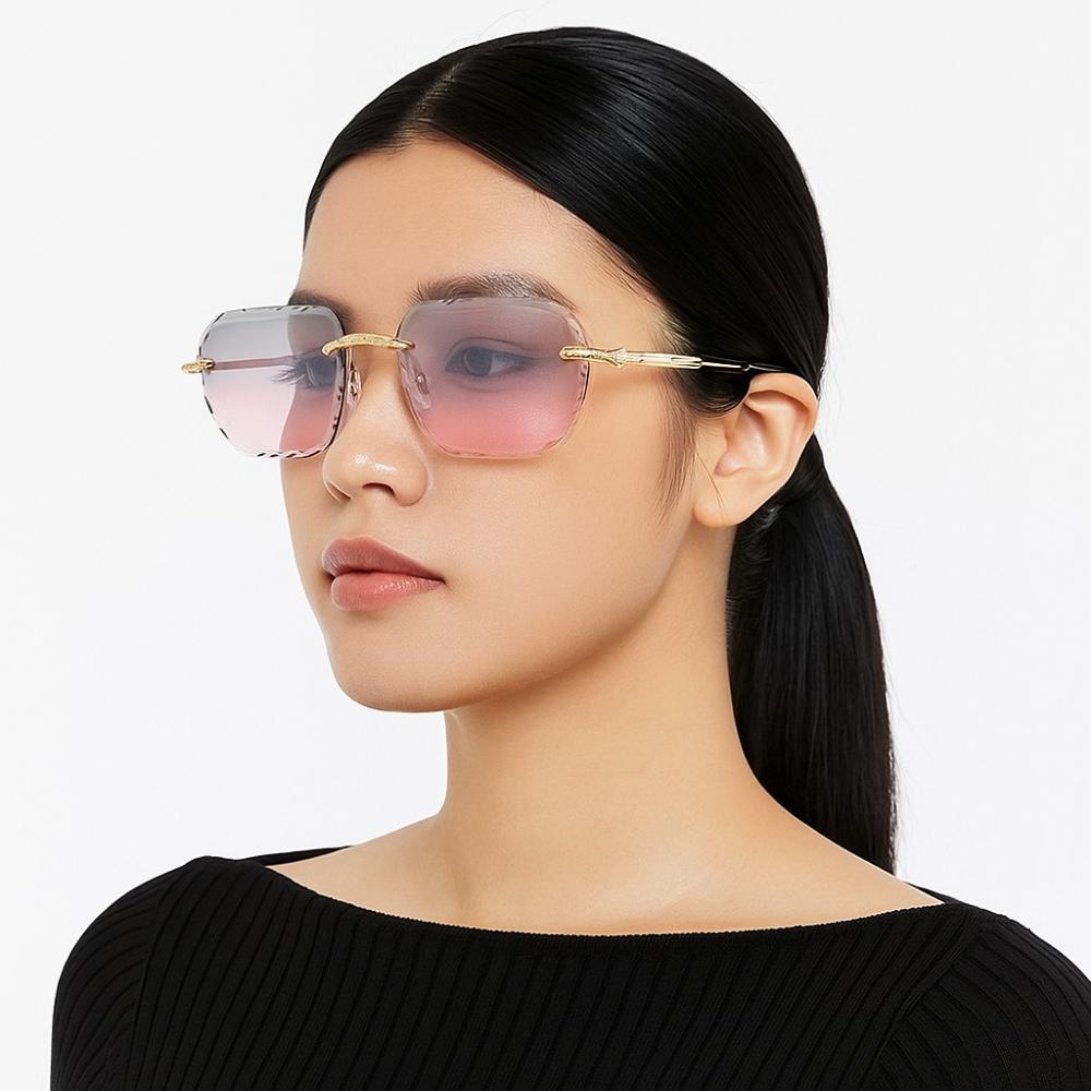 UV 400 Rimless Sunglasses Frameless Driving Eyewear Fashion Men Sunglasses  Female