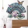 Chinese Style Lotus Fan Butterfly Wall Sticker Self-Adhesive for Bedroom Living Room Home Decoration