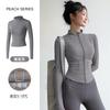 New velvet yoga clothes jacket women's spring elastic breathable long-sleeved sports fitness clothes slim yoga top