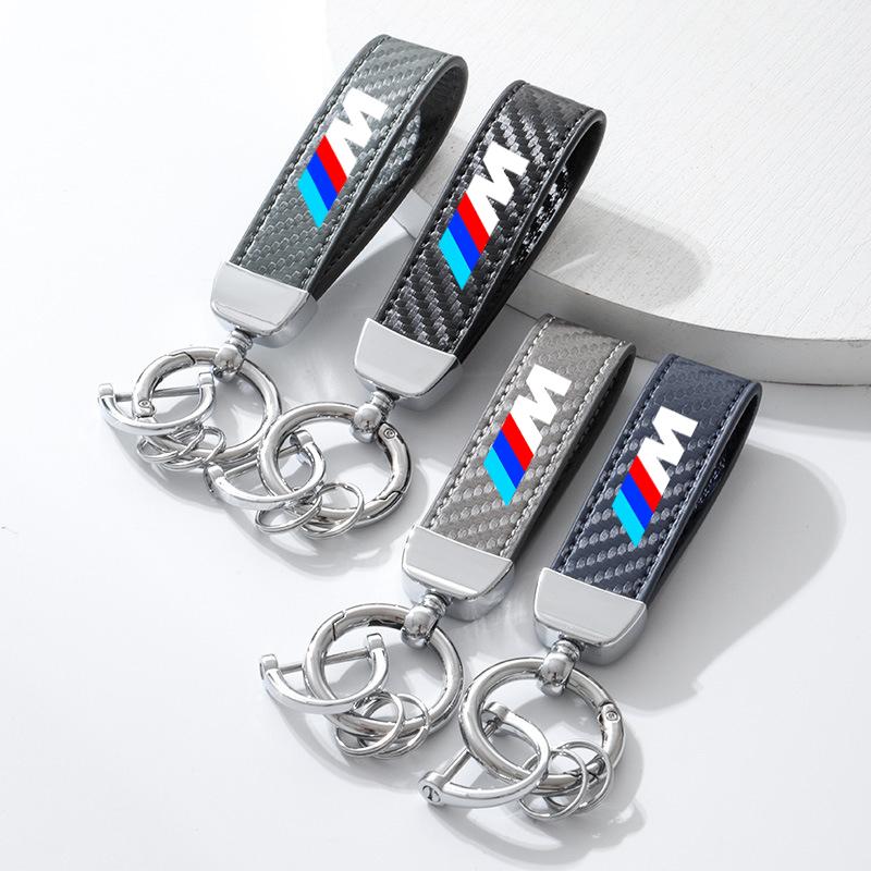 Carbor Fiber Car Keychain for BMW M 1 3 4 5 6 7 Series X1 X4 X5 X6 X7 G20 F48 E60 E36 E39 Key Holder Pendant Chain Ring Sticker jbzh05