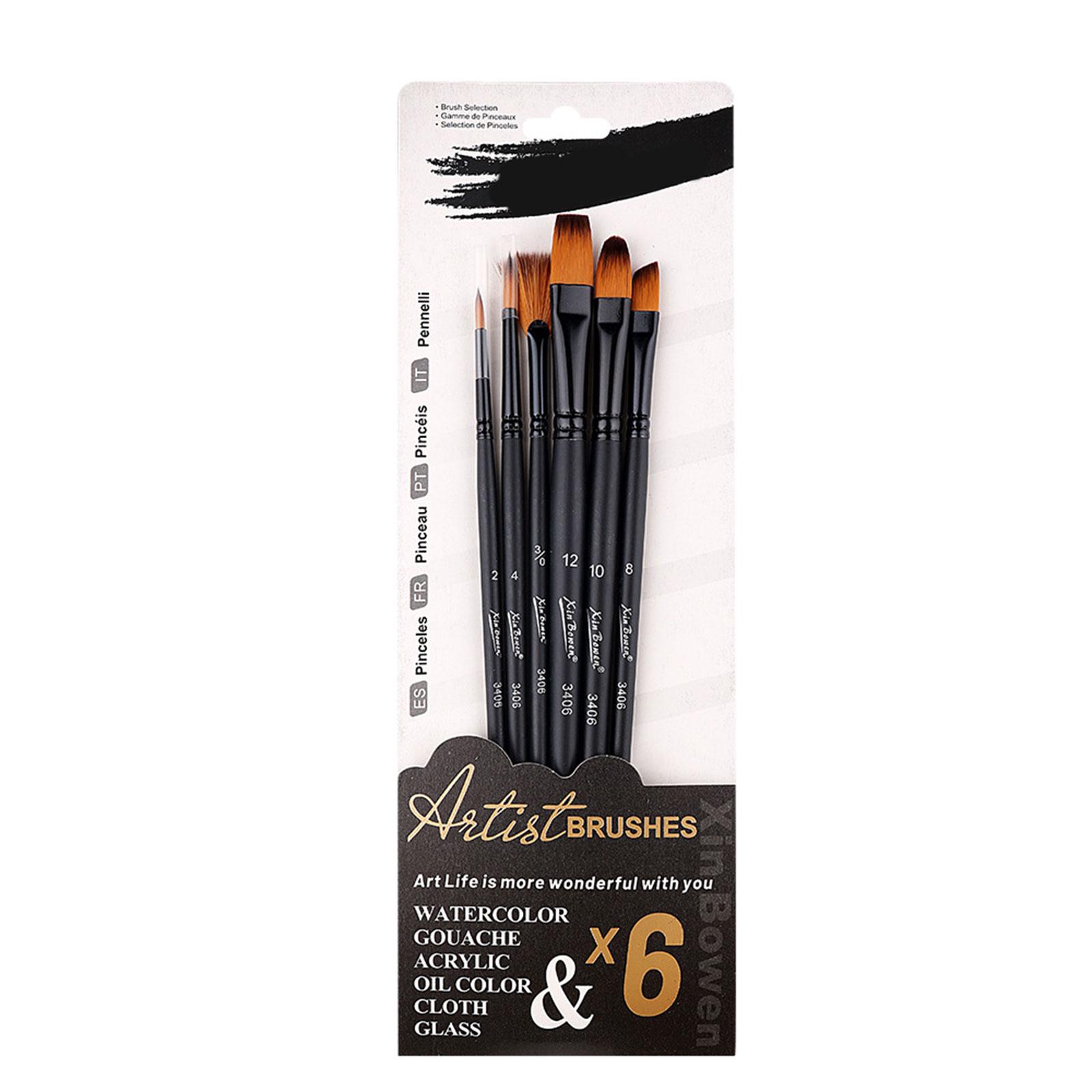 

Набор из 6 кистей для художников, кисти для акварели, кисти для детализации, многофункциональные кисти для рисования с нейлоновым ворсом E