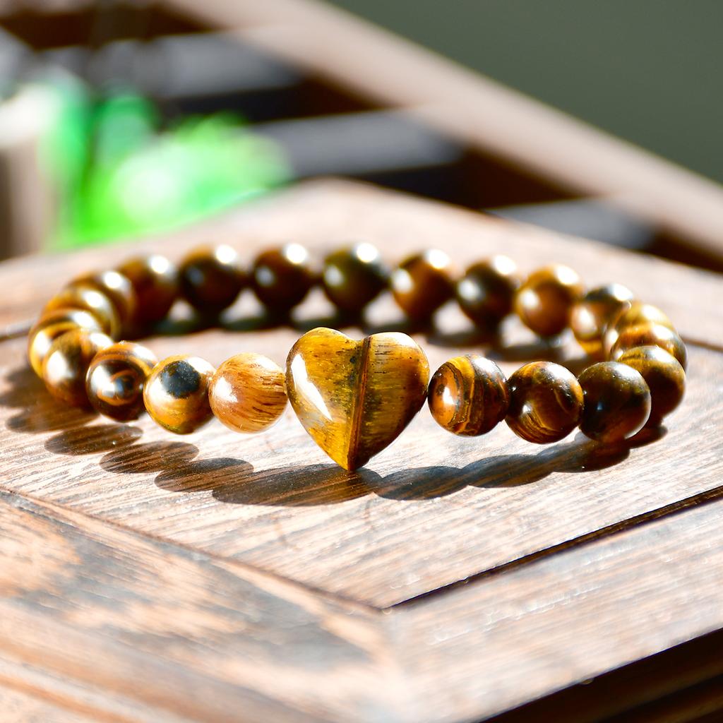 Bohemian Natural Stone Amethyst Love Elastic Bracelet Women's Spring & Summer Sweet Holiday Handmade Zircon