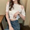 Summer Fashion Slim Solid Short Sleeve T-shirt Women Girl New Streetwear Basic Female Crop Top Off Shoulder Harajuku Clothes